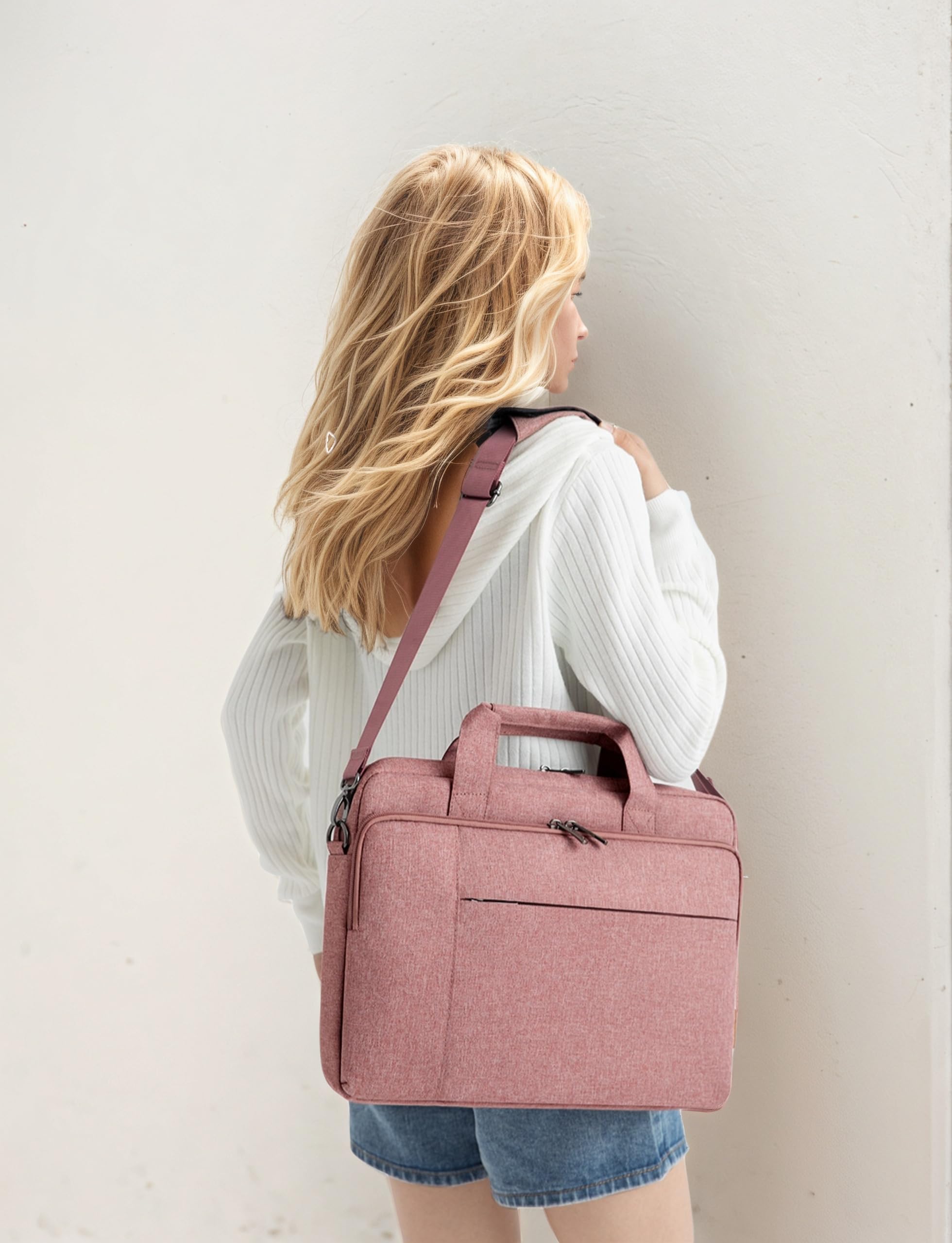 DOMISO Borsa Porta PC 17,3 Pollici Borsa Lavoro Ufficio Donna Uomo con Tracolla Computer Bag,per 17,3 Pollici dell Lenovo HP AUUS Acer Laptop,Adatto per Viaggi di Lavoro,Scuola,Lavoro,Rosa