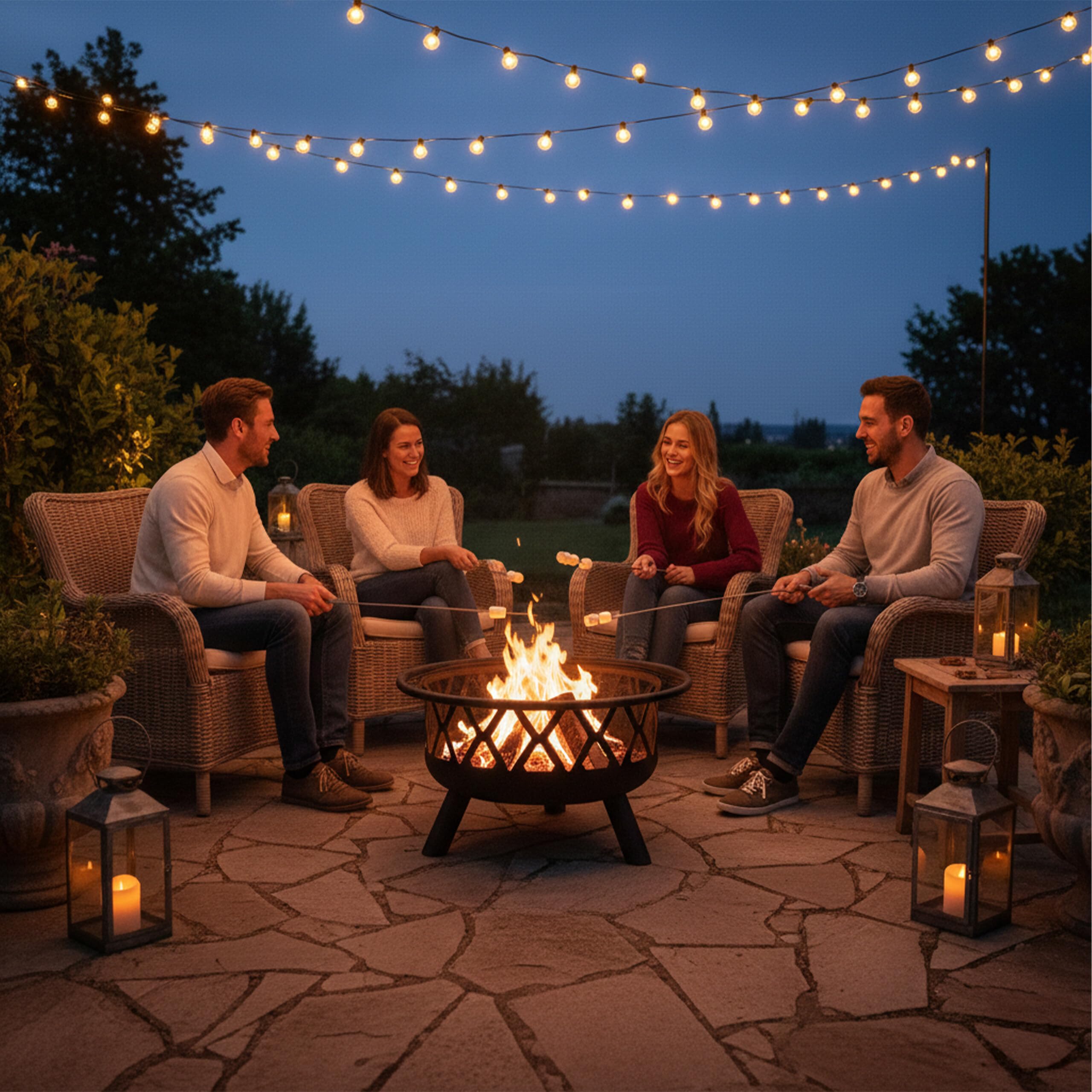 Relaxdays Brasero avec Protection étincelles, Jardin et terrasse, tisonnier, Foyer extérieur, en Acier; D 75 cm, Noir