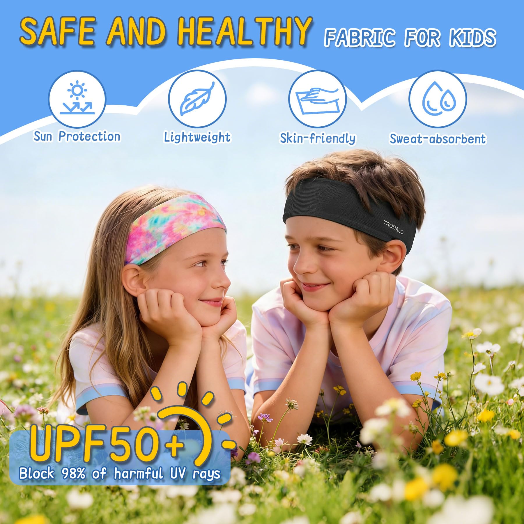 Kids Sports Headbands for Girls Boys, Moisture Wicking Elastic Cooling Sweatbands, Non-Slip Lightweight Stretchy Hairbands for Soccer, Running, Basketball, Tennis - 3