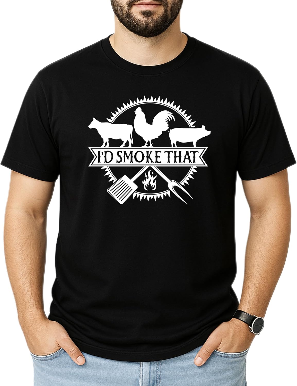 I'd Smoke That Humorous T-Shirt for Men Funny Smoking Food Graphic Tee