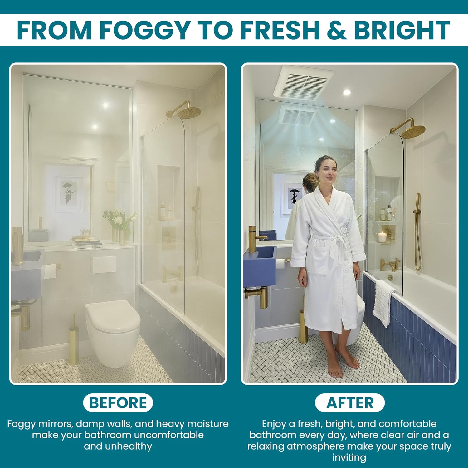 Bathroom Exhaust Fan 70 CFM Super Quiet 40dB 2 Sone, Corrosion Resistant Bathroom Fan, Shower Tub, Easy Install Bathroom Attic Vent Fan with 3-Inch Duct Outlet