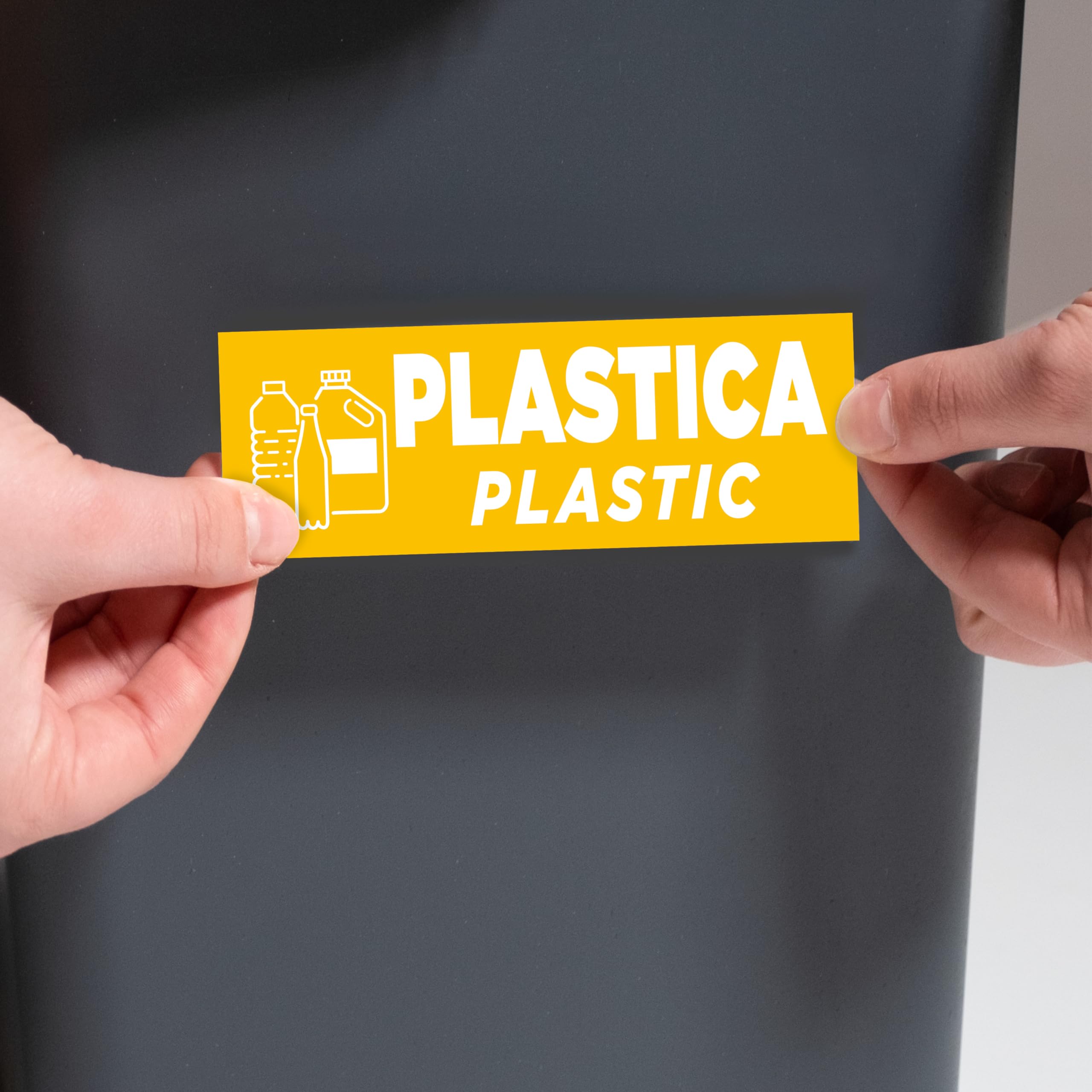 6 Adesivi Per Raccolta Differenziata - Diametro 9,5 Cm, Bilingue Italiano/Inglese, Impermeabili E Lavabili - Foto 3