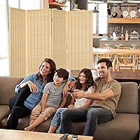 Vista 7 de Divisor de habitación de bambú, 4 paneles, pantallas de privacidad plegables para separación de habitaciones, divisor de habitación independiente