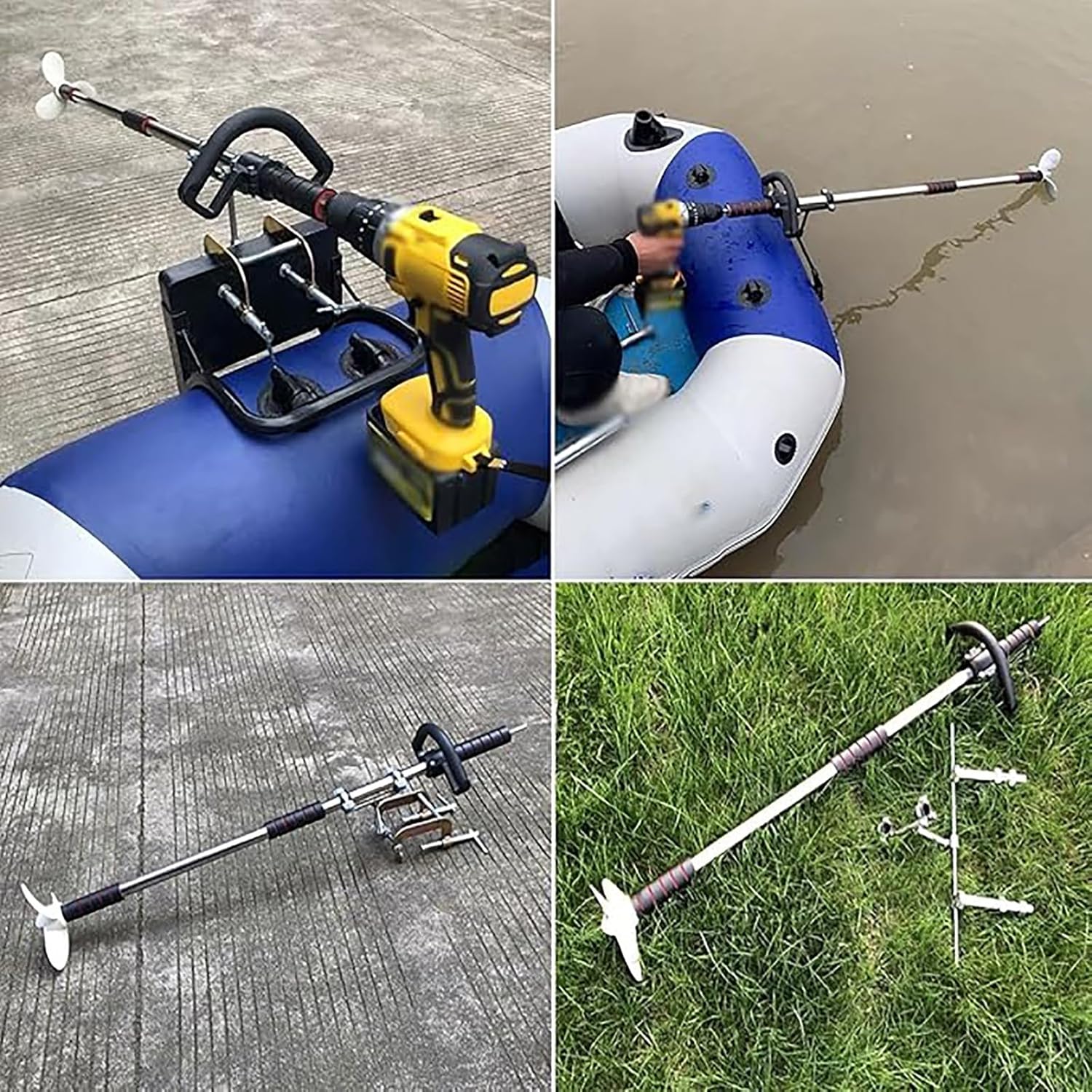 Lightweight Drill-Powered Paddle Kit, Portable Kayak Trolling Motor with Handle, Emergency Boat Propeller for Lake & Pond (100CM Bracket Included)