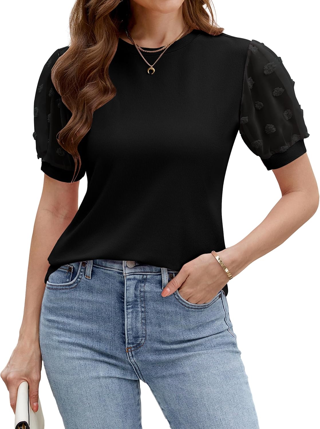 Blooming Jelly Womens Short Sleeve Blouse Business Casual Dressy Tops Ribbed Summer Stylish Work Shirts
