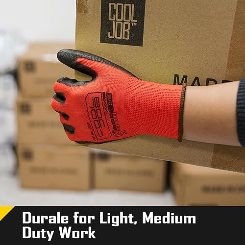 Miniatura 3 de COOLJOB Paquete de 1260 pares de guantes de trabajo de seguridad a granel con revestimiento de poliuretano de agarre, guantes de punto sin costuras