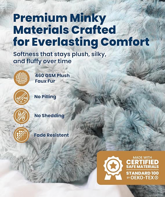 Everlasting Comfort Soft & Comfortable Arctic Blue Faux Fur Throw Blanket for Couch - (50x65) Minky & Fluffy Fall Blankets & Throws, Plush Fuzzy Cover for Bed, Sofa & Living Room - Cozy Home Decor