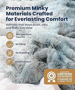 Everlasting Comfort Soft & Comfortable Arctic Blue Faux Fur Throw Blanket for Couch - (50x65) Minky & Fluffy Fall Blankets & Throws, Plush Fuzzy Cover for Bed, Sofa & Living Room - Cozy Home Decor