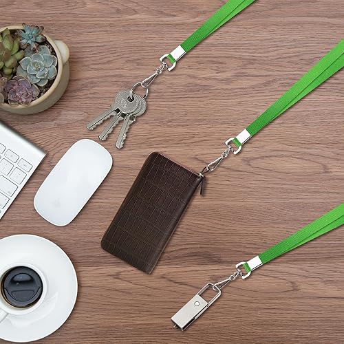 Vista 53 de Paquete de 50 cordones negros a granel para portatarjetas de identificación, plano duradero con gancho giratorio y clip para insignia