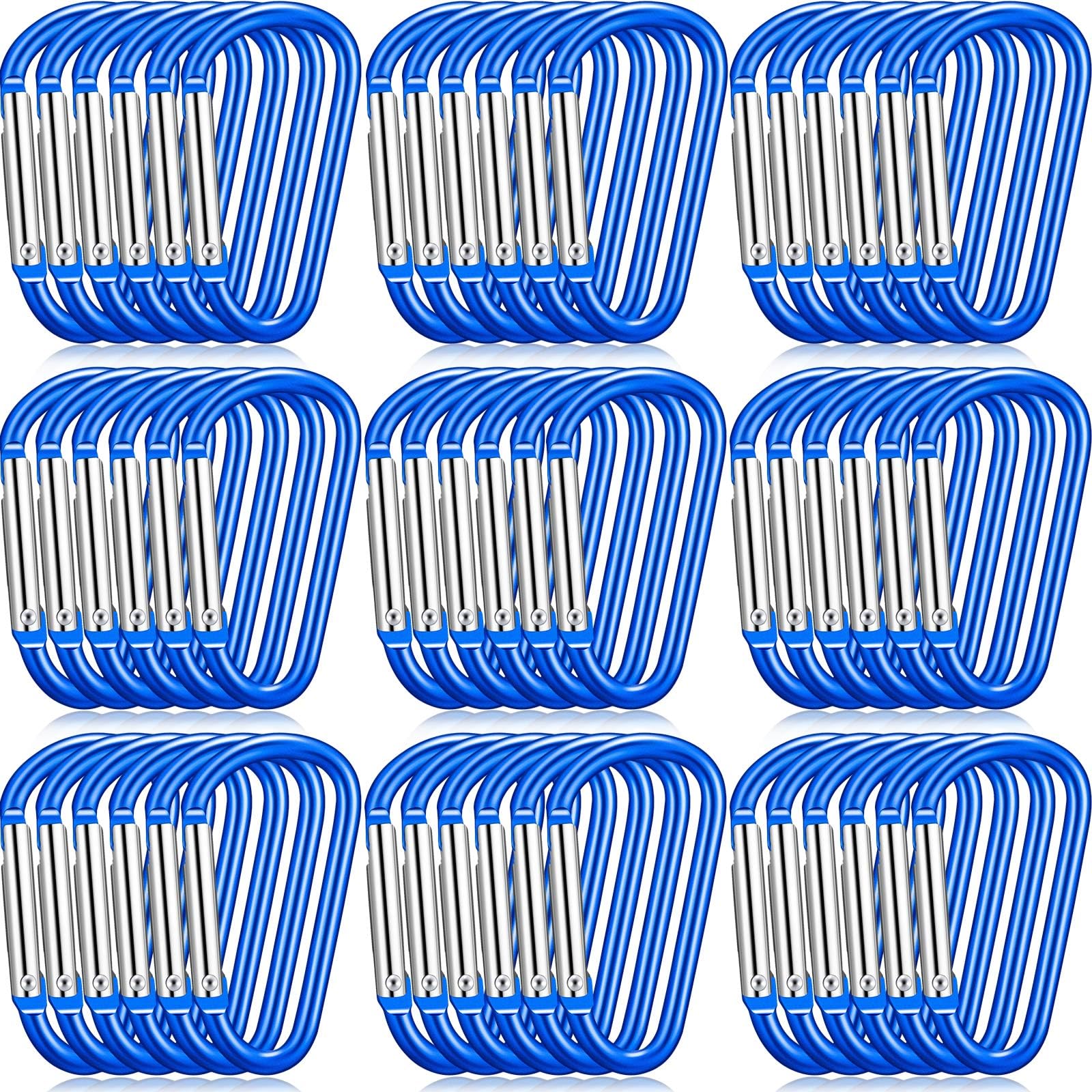 Shimeyao 180 Pcs 1.8" Small Aluminum Clip Keychain Buckle Clip Bulk Mini Aluminum D Ring Shape Small Lock Spring Snap Hook