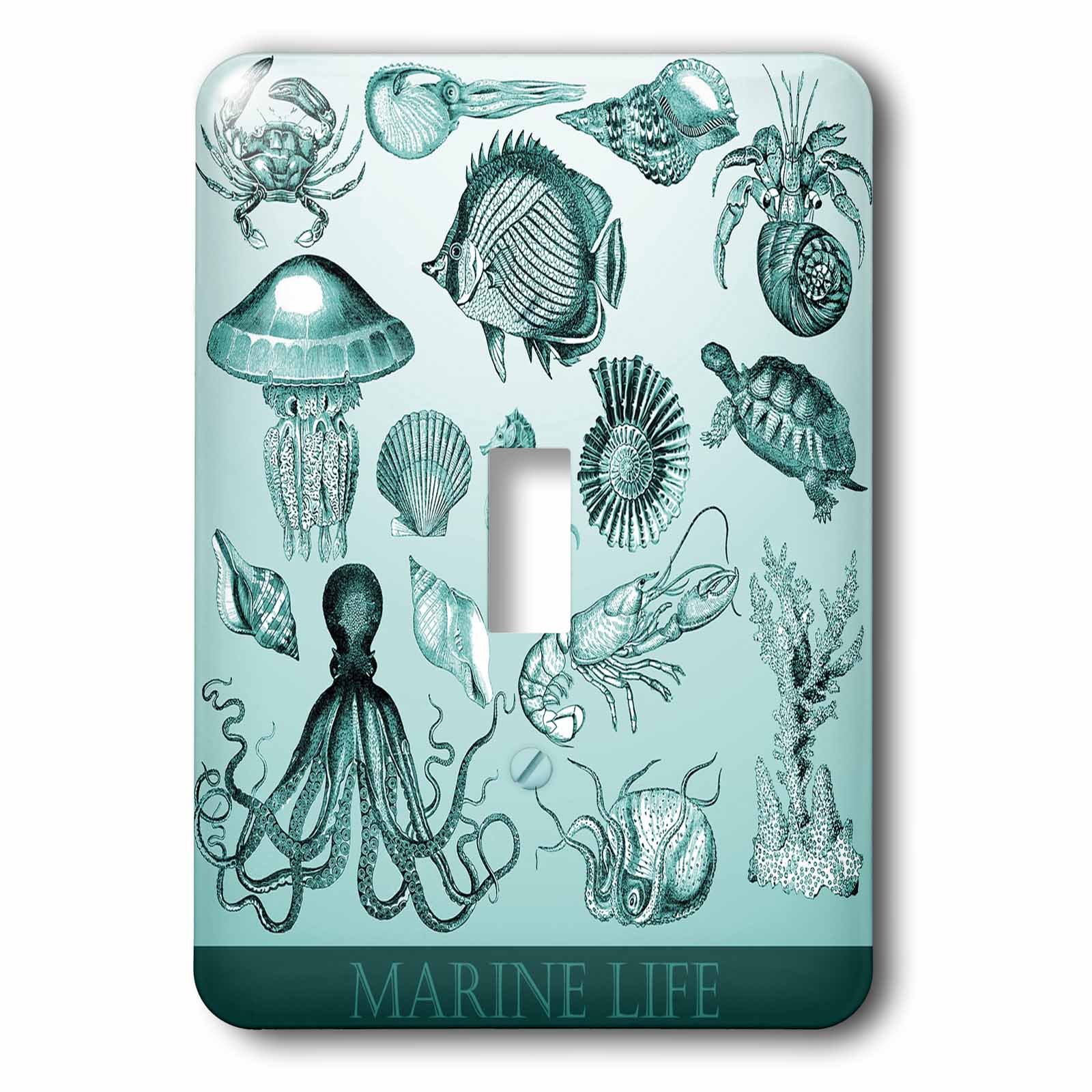 Interrupteur à bascule Aqua Sea Life 3dRose lsp_256158_1 décoratif multicolore