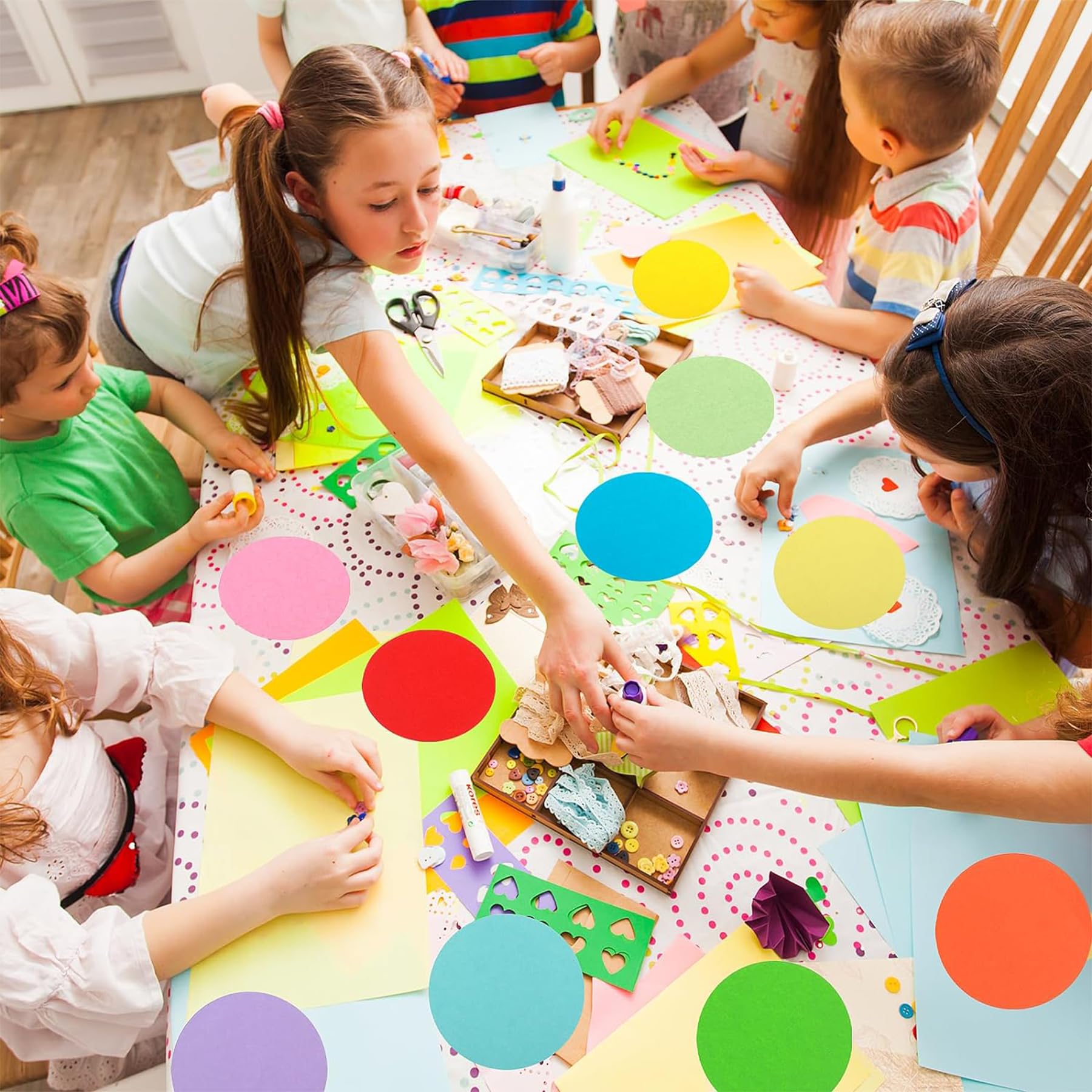 Lot de 300 cartes de présentation, rondes, de 15 cm, rondes, de présentation, de présentation, de présentation, petites, multicolores, fournitures pour enseignants, pour présentation et présentation