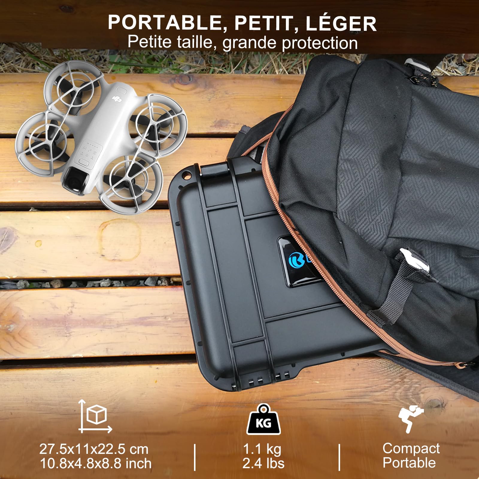 LEKUFEE Boîte Rigide étanche et Portable pour Drone DJI Neo 1, Bundle Fly More DJI Neo 1, télécommandes RC-N3, RC-N2 et Accessoires (étui Seulement)