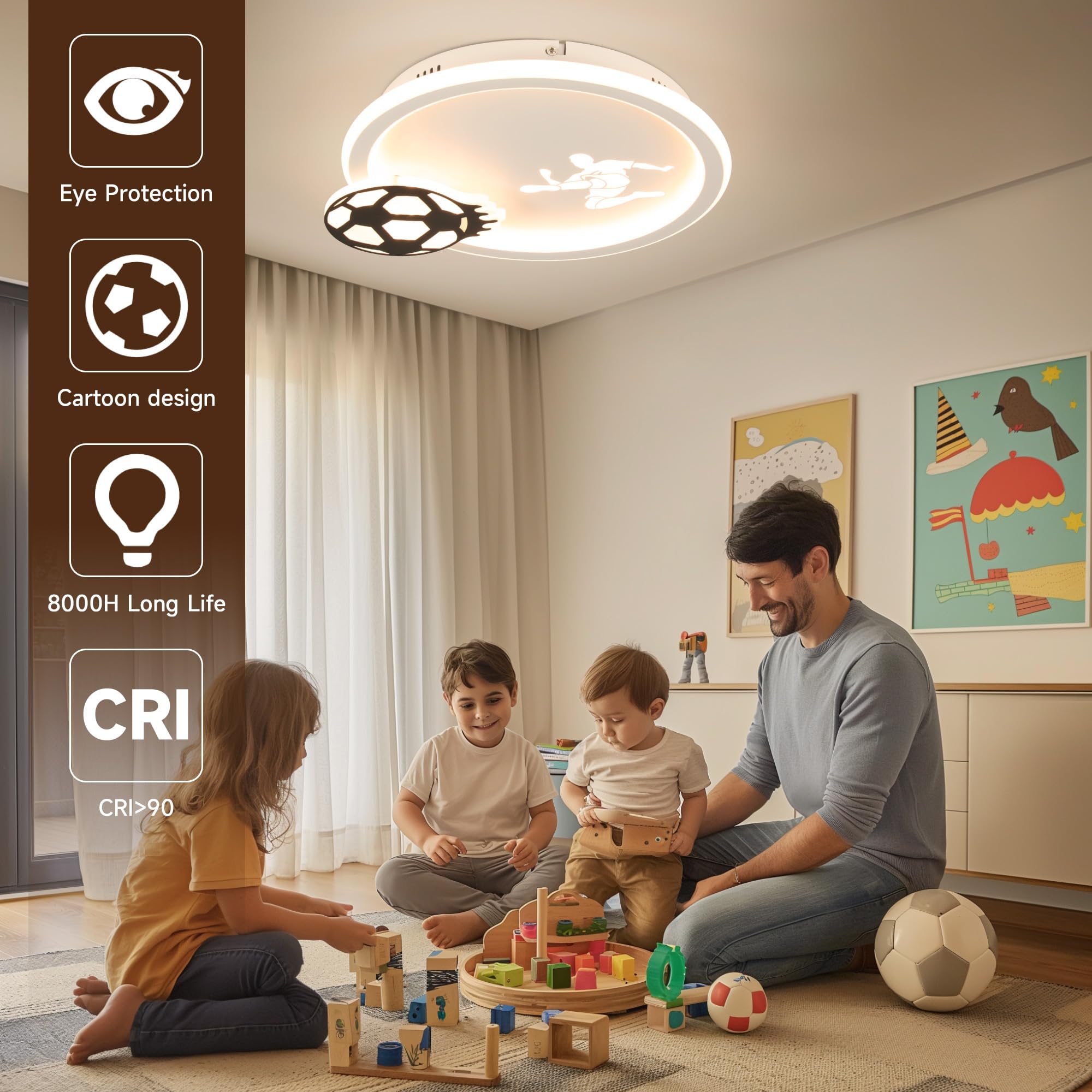 EASY EAGLE Lampa sufitowa LED, ściemniana, lampa sufitowa z pilotem zdalnego sterowania, do salonu, pokoju dziecięcego, sypialni, 34 cm, 3000~6000 K