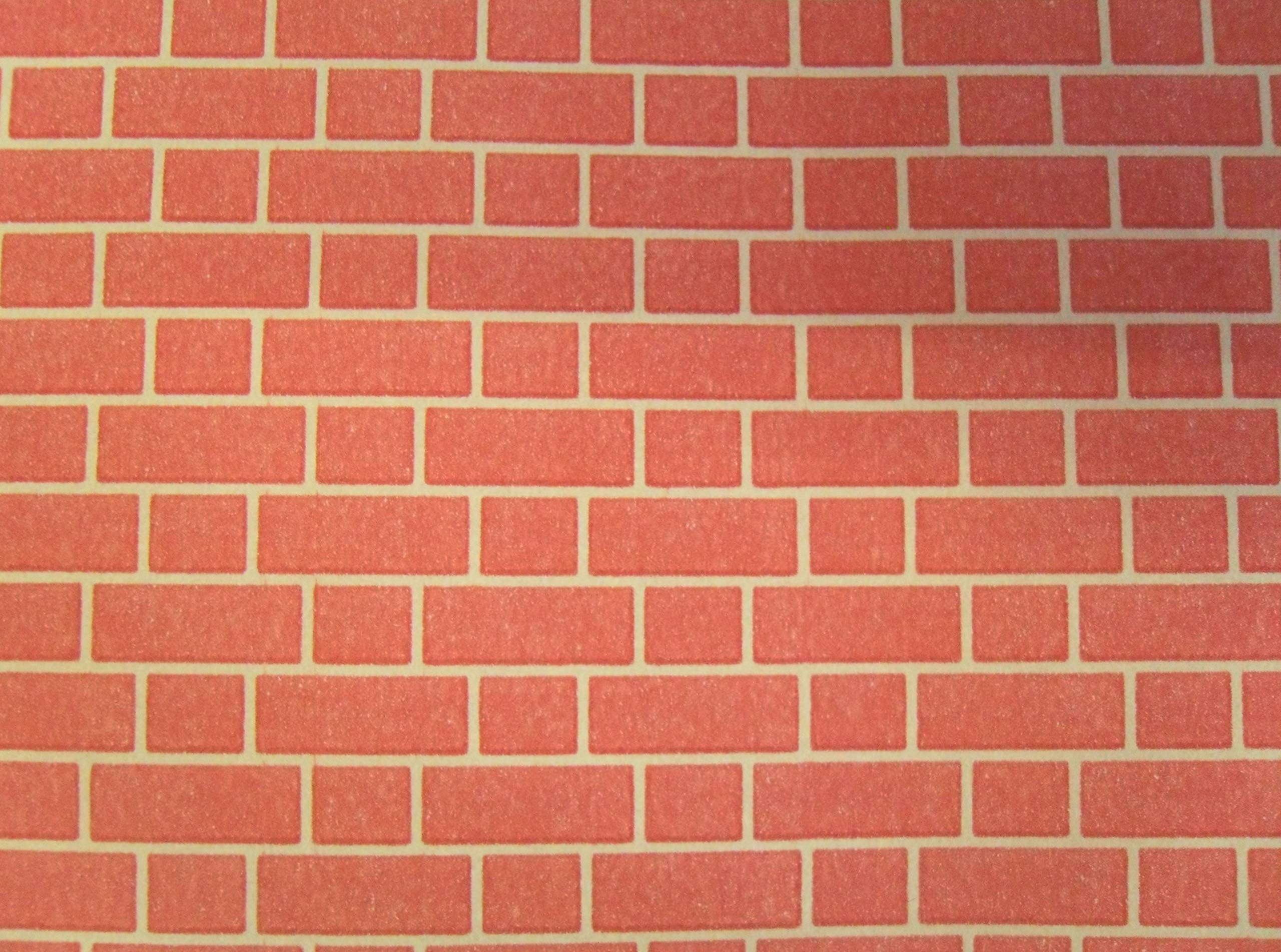 DOLLS HOUSE SMOOTH RED BRICK EXTERIOR PAPER 20" X 30" WALLPAPER