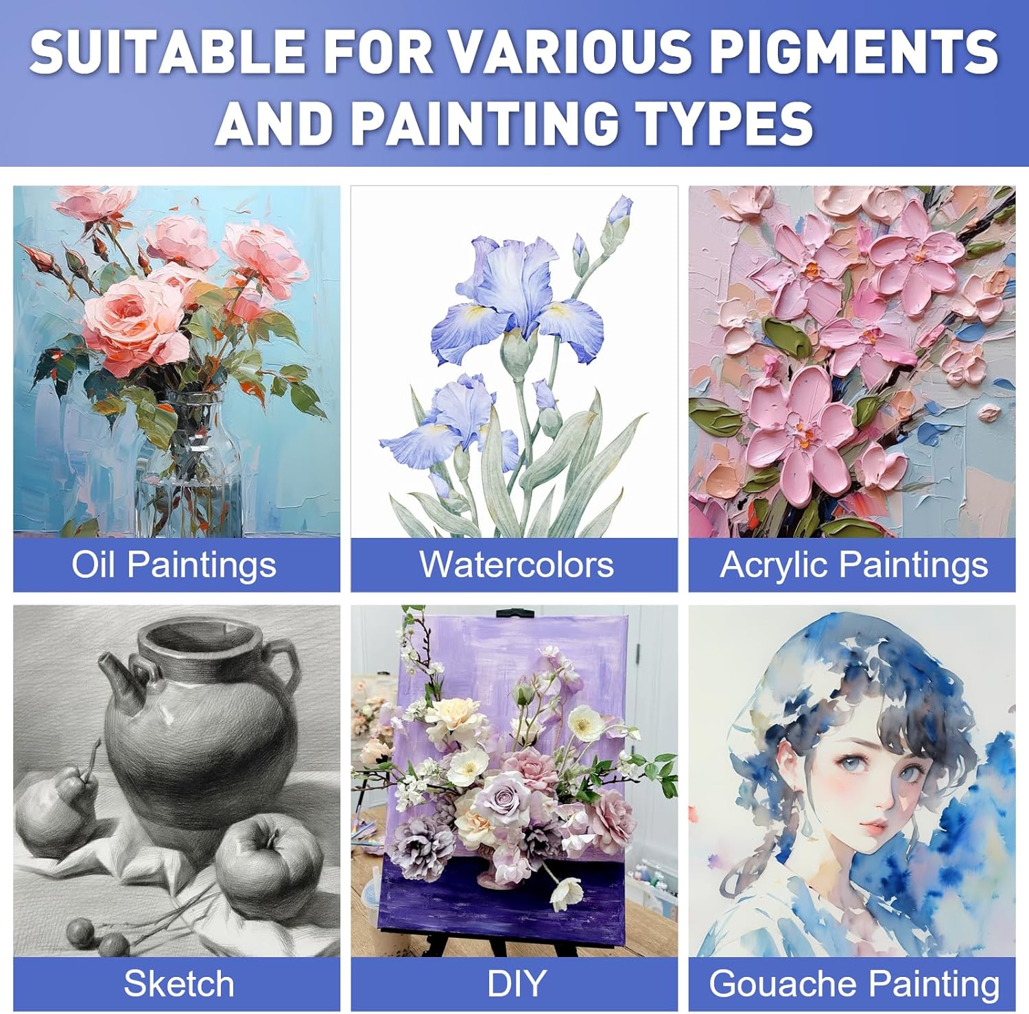 ESRICH 12x16 Stretched Canvas for Painting, 5 Pack Blank Canvases for Painting -5/8 in Profile Primed Cotton Painting Canvas for Oil & Acrylic Paint - Image 5