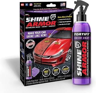 Shine Armor Fortify Quick Coat Ceramic Spray Wax - 3-in-1 Waterless Car Wash, High Gloss Coating for Cars Trucks Boats - 8oz Made in USA
