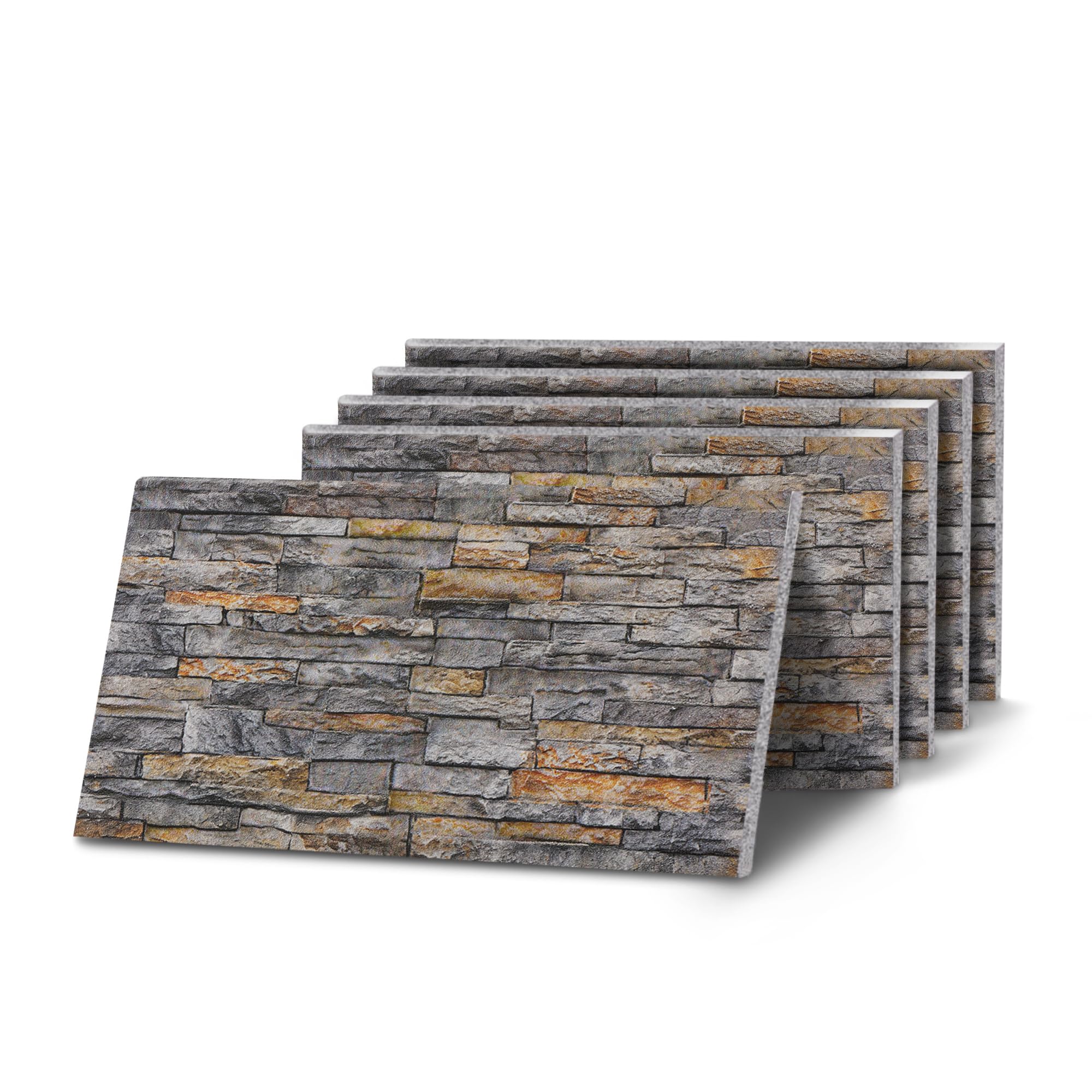 K&B Panels 3D Wall Panels, Slate Effect Styrofoam Wall Panelling Kit, Lightweight, Easy to Install, Dual Insulation to Reduce Acoustic Noise, Indoor & Outdoor (Slate Weathered Grey) (5 Panels)
