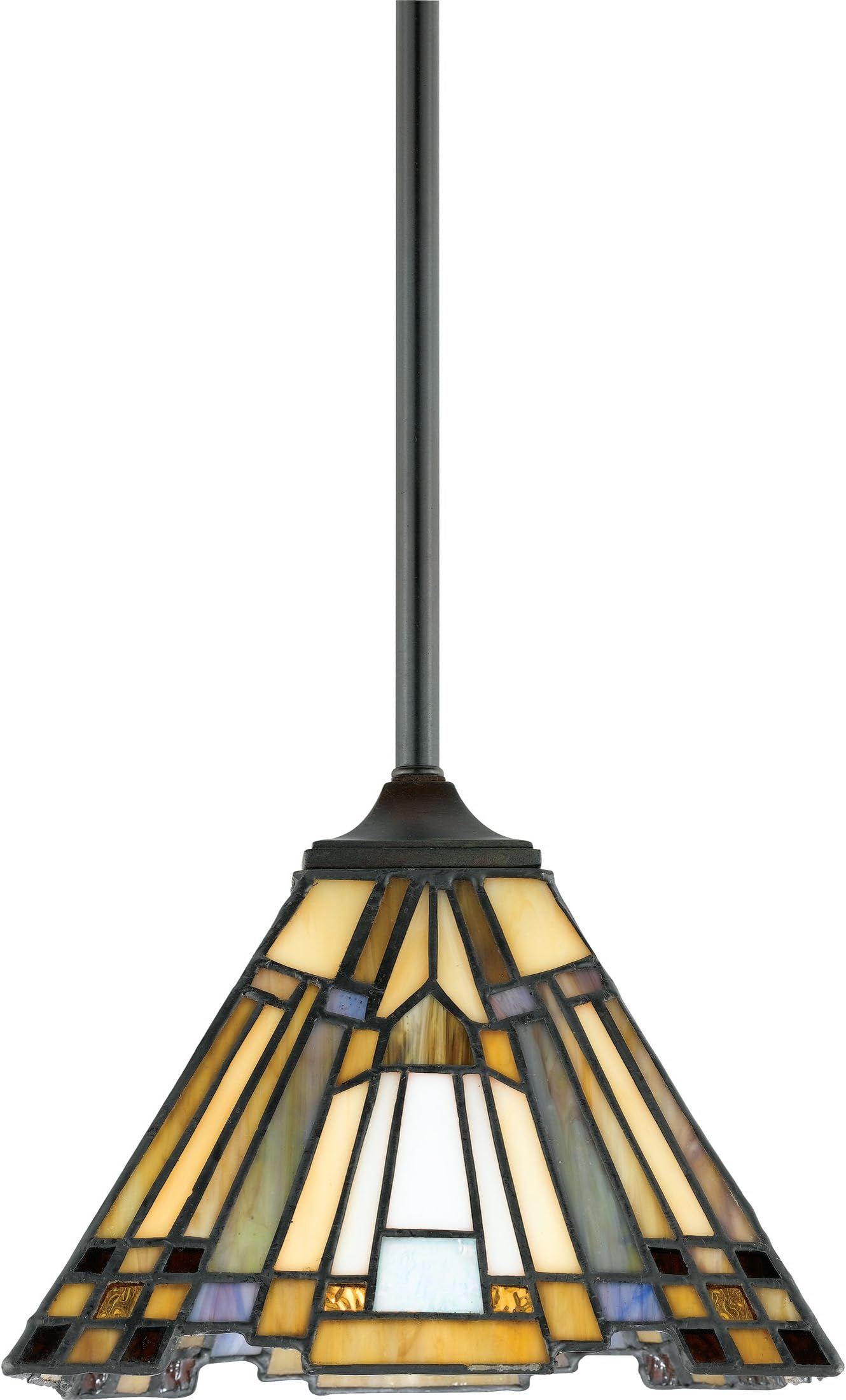Quoizel TFIK1508VA Inglenook Tiffany Mini Pendant Lighting, 1-Light, 100 Watts, Valiant Bronze (7" H x 8" W)