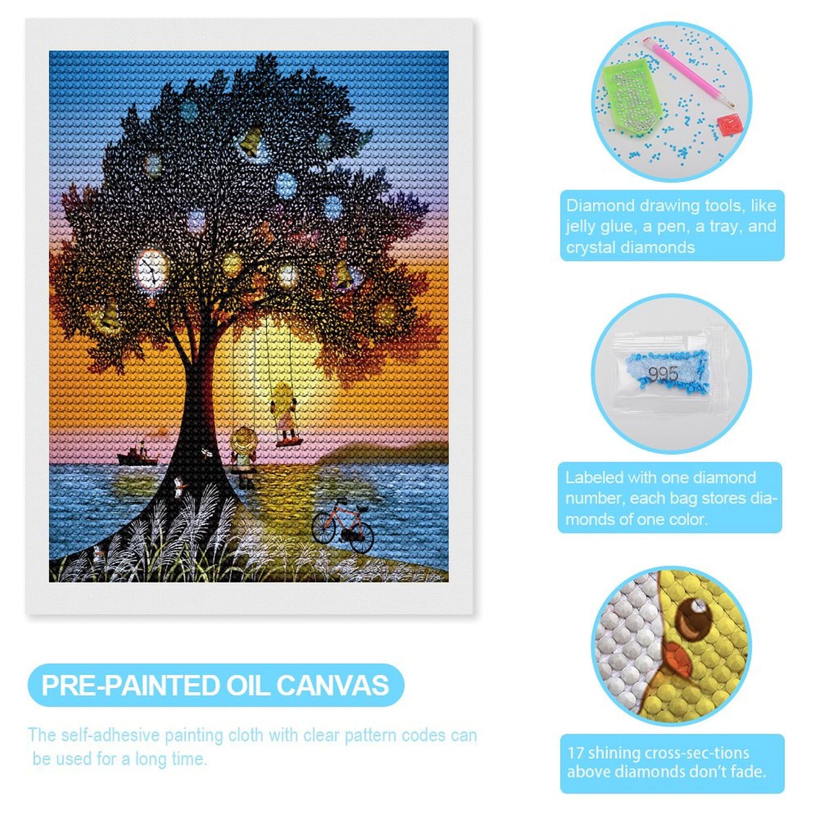Amazon.co.jp: 藤城清治 夕日のぶらんこ 5Dダイヤモンドペインティング