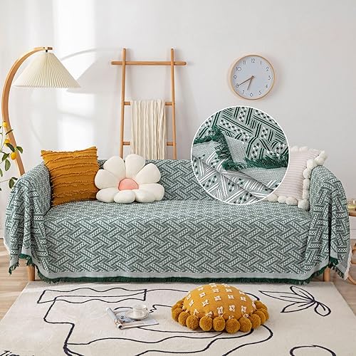 STACYPIK Funda de sofá reversible con textura, protector de muebles para sofá de 3 cojines, funda de sofá bohemia jacquard agradable a la piel,