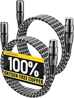 XLR Cable, 10 ft 2 Pack Microphone Cable, All Length from 6inch to 100ft, Nylon Braided Male to Female OFC Shielded Balanced Microphone Cord 3 pin, Mic Cable XLR Cables 10ft