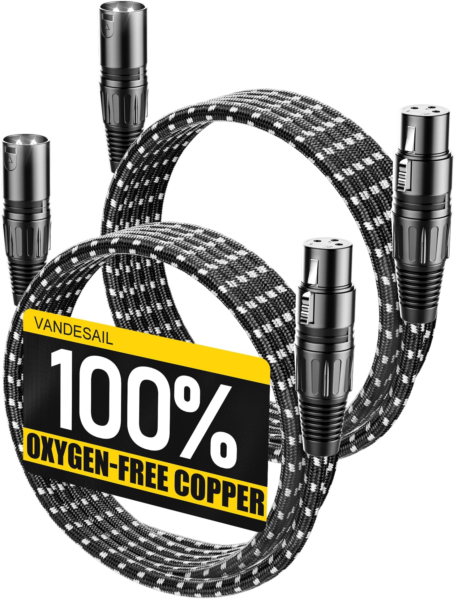 XLR Cable, 10 ft 2 Pack Microphone Cable, All Length from 6inch to 100ft, Nylon Braided Male to Female OFC Shielded Balanced Microphone Cord 3 pin, Mic Cable XLR Cables 10ft