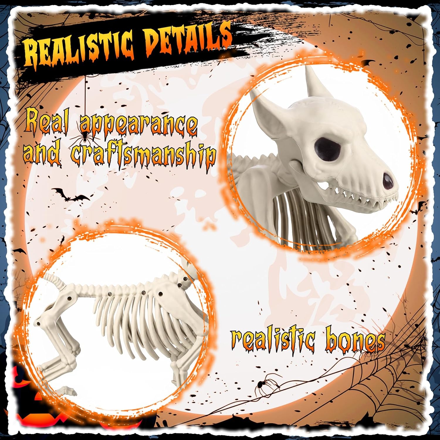 Suzile 3 Pcs Halloween Dog Skeleton Decorations Skeleton Animal Plastic Puppy for Halloween Party Decor Indoor Outdoor Yard Patio Haunted Houses