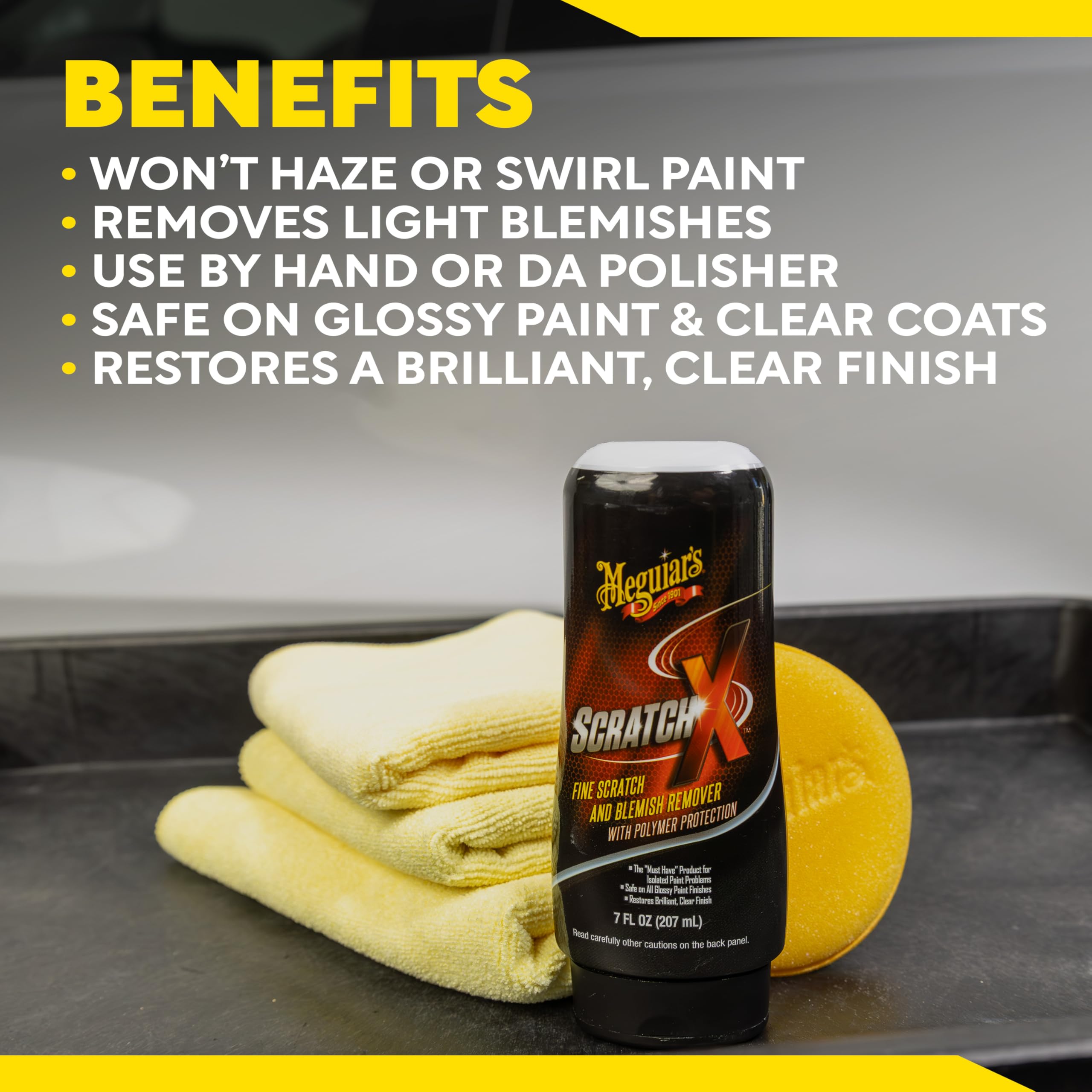Meguiar's G10307EU Scratch X 2.0-207ml, Éliminateur de Rayures pour Voitures - pour Supprimer Les Éraflures sur la Peinture, Application à la Main ou avec Le Système Double Action