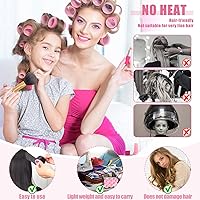 Vista 5 de obeoby - Juego de rodillos de autoagarre de 4 tamaños para cabello largo, corto y flequillo - 50 piezas con pinzas