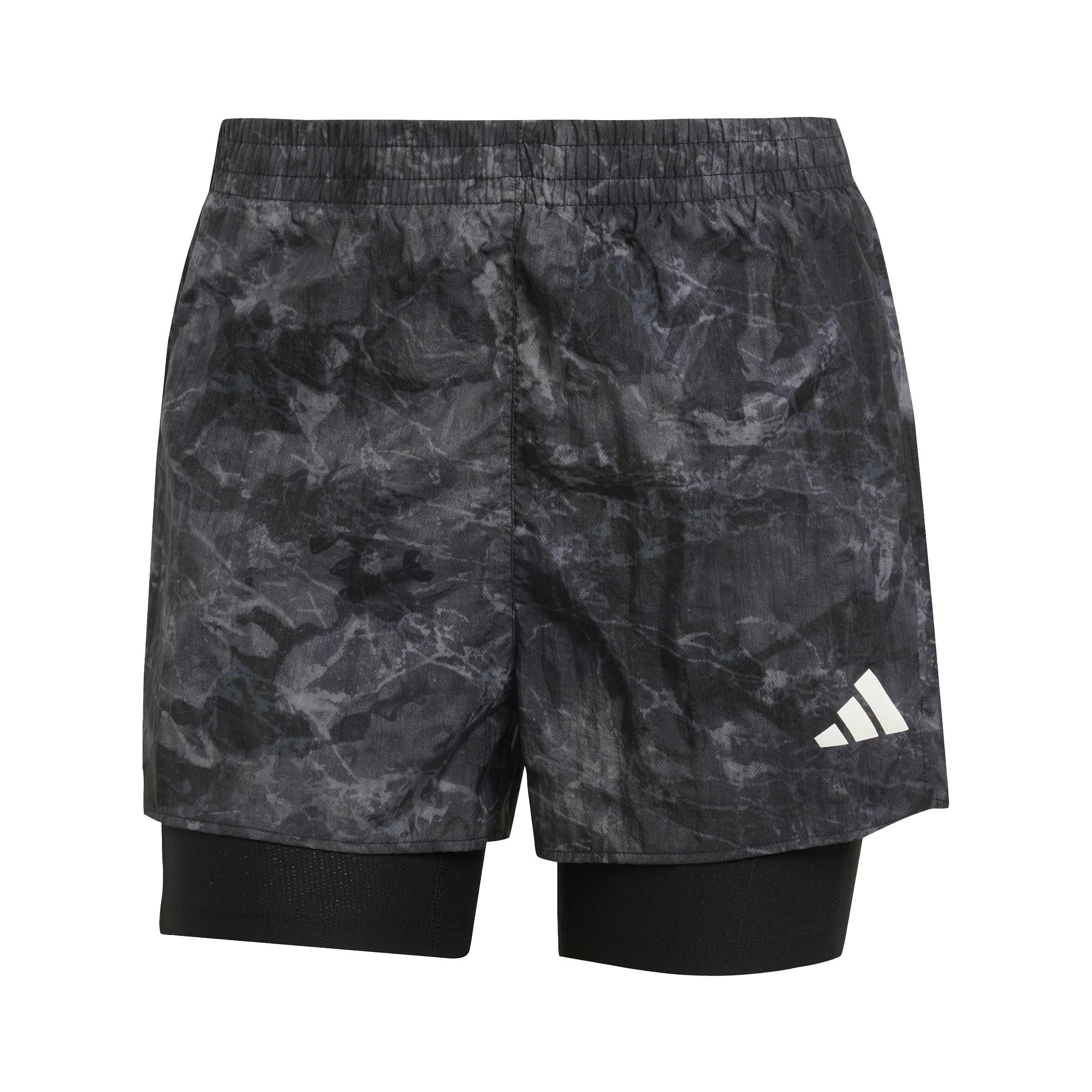 Adidas Womens Running Own The Run Printed 2In1 Shorts - Grey