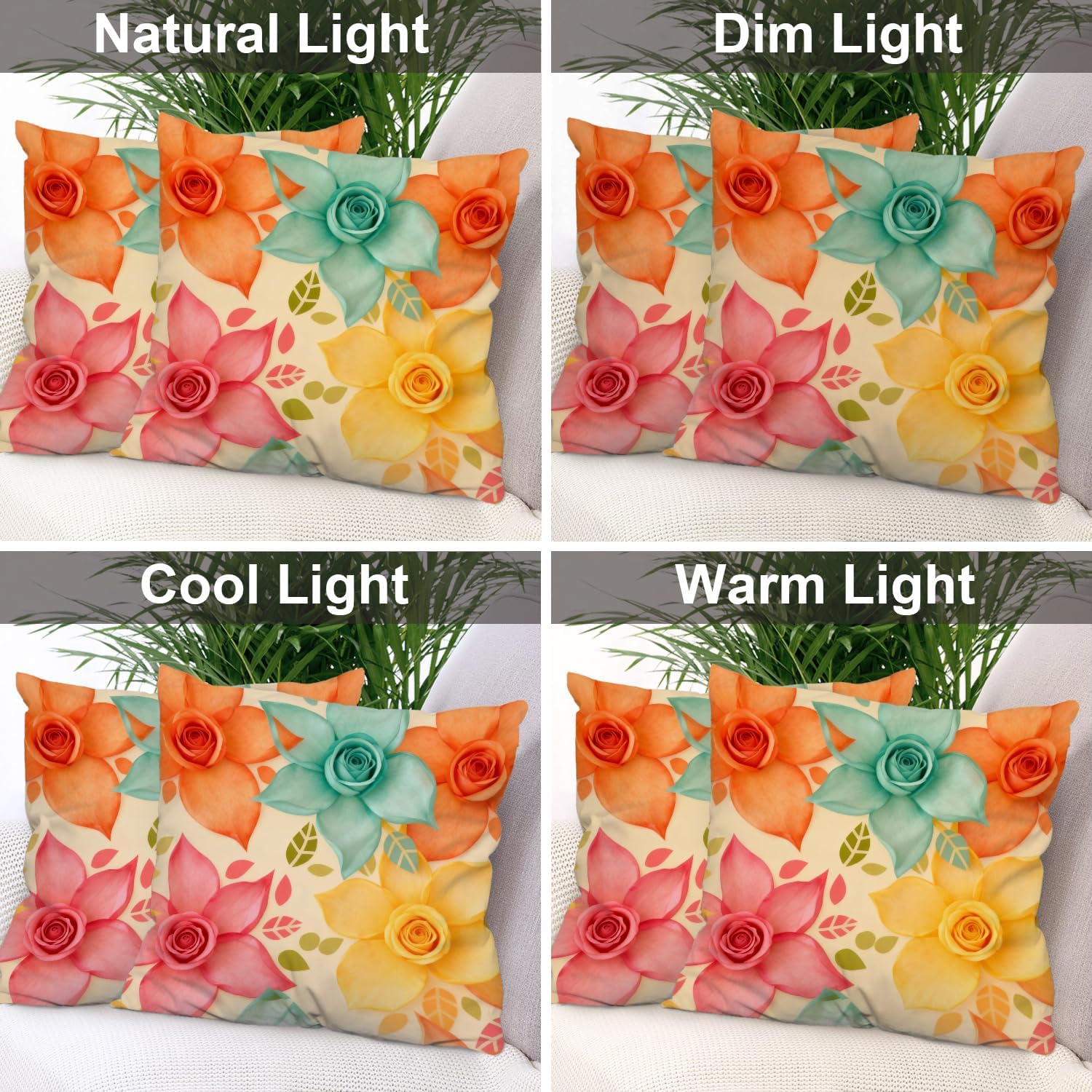 Batmerry Floral Flower Decorative Pillow Covers, 22 x 22 Inch Floral Decor Seamless Pattern with Flowers Decorative Double Sided Throw Sofa Cushion Cover Square 22 Inches(Set of 2)