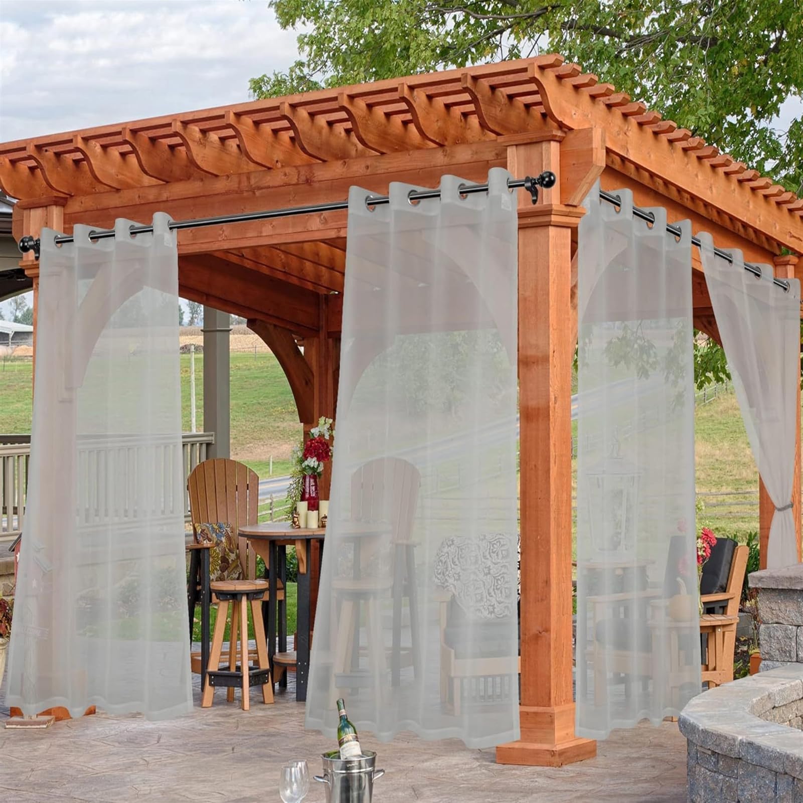 Tende trasparenti impermeabili per esterni, con occhielli, per patio, balcone e gazebo, 132 x 183 cm, 1 pezzo, perfette per decorazioni da giardino e protezione solare