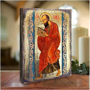 Saint Paul Wooden Gold Plated Religious Monastery Icons - 85035-08