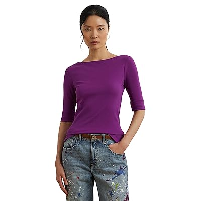 Lauren Ralph Lauren Petite Stretch Cotton Boatneck T Shirts Women