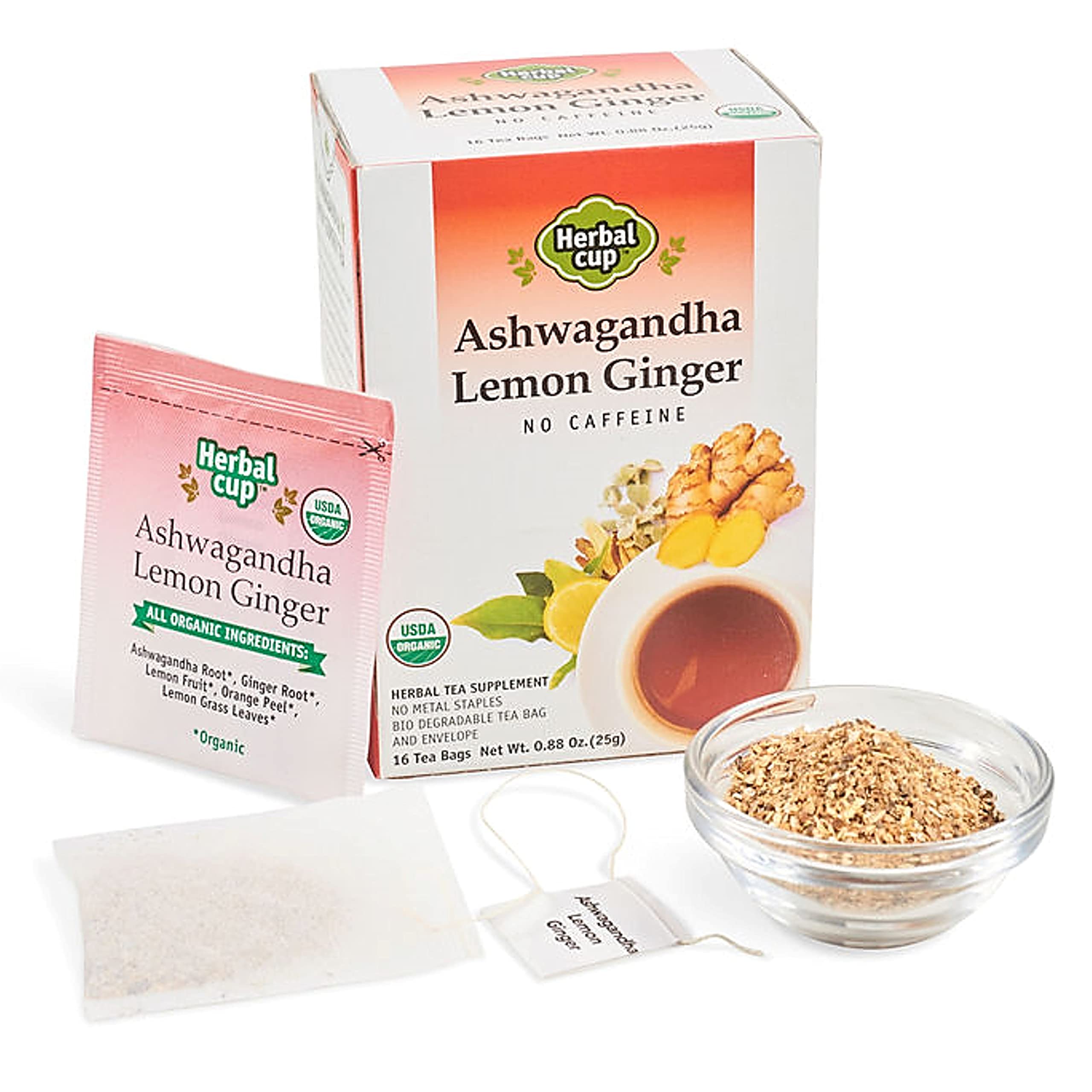 Amazon.com : Herbal Cup Ashwagandha Tea, Organic Lemon Ginger, No