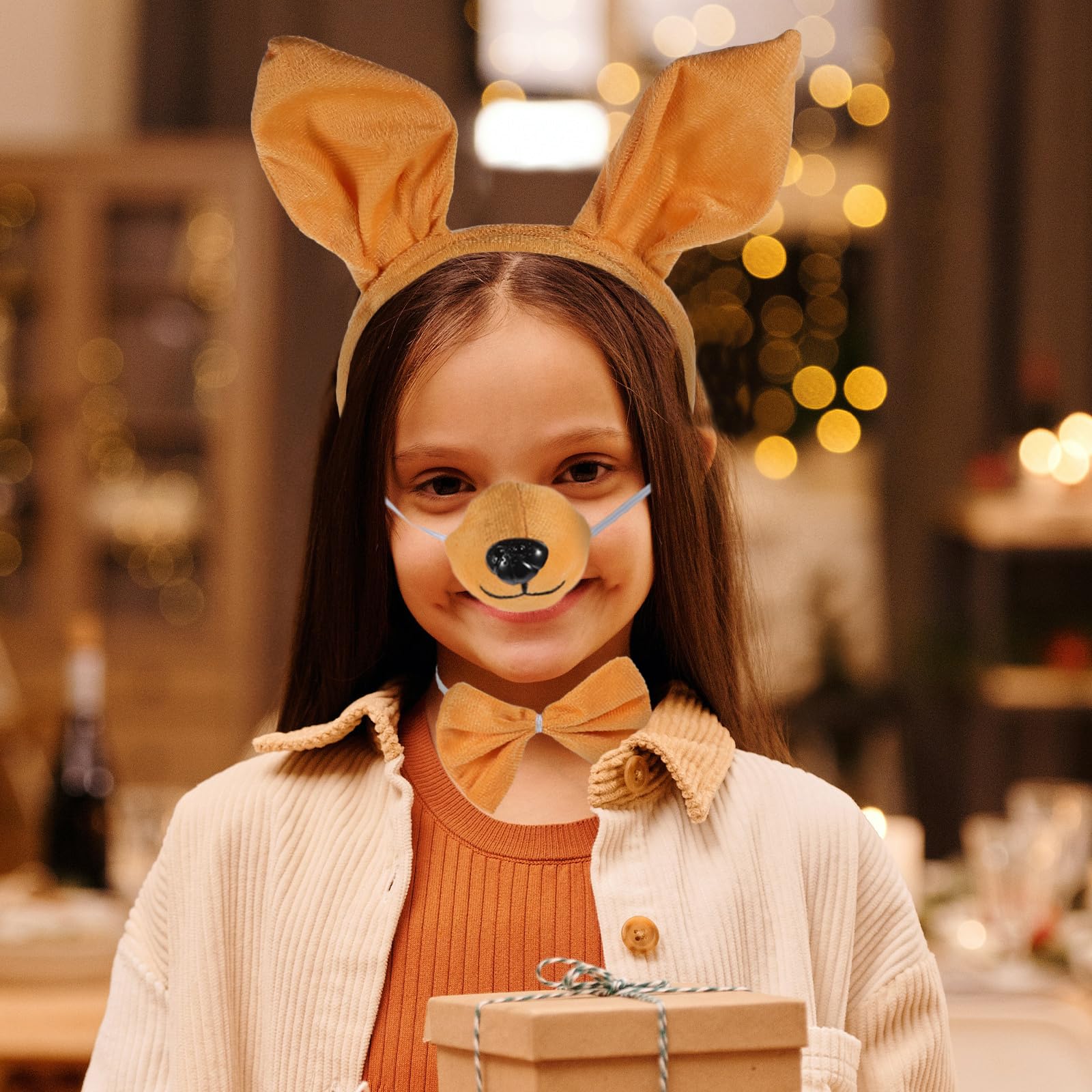 Ciieeo Kangaroo Ear Headband Set including Tail and Bowtie 1 Set of Cute Animal Ear Hairband for Halloween Cosplay Parties and Themed Events - Image 3