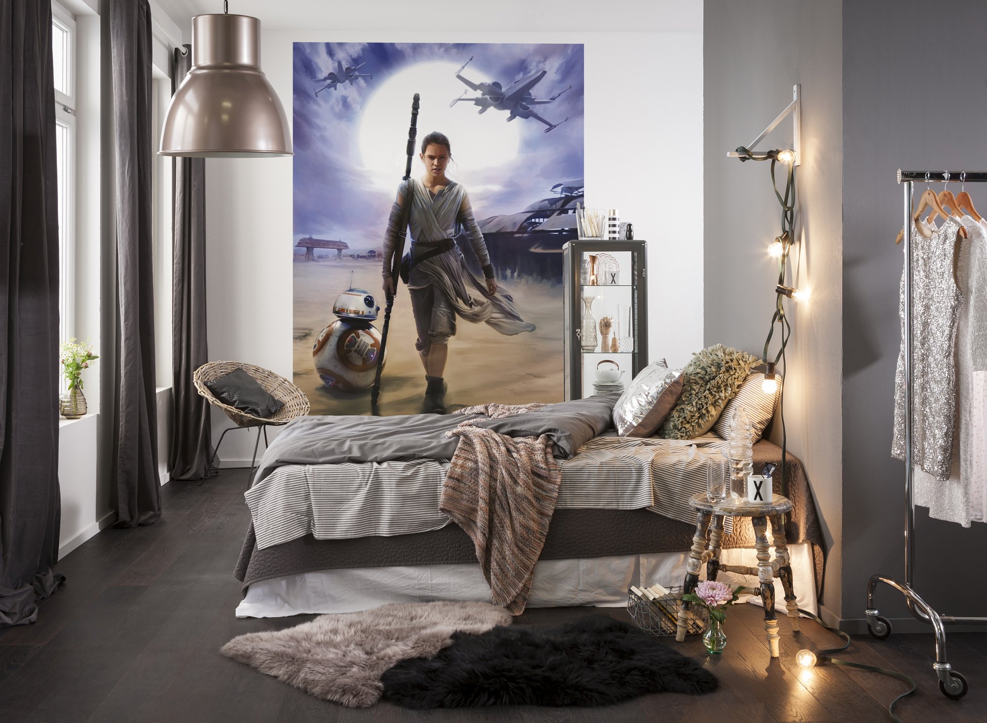 Star Wars Rey photo wall mural 100x72 inch teen bedroom wallpaper 254x184cm blue