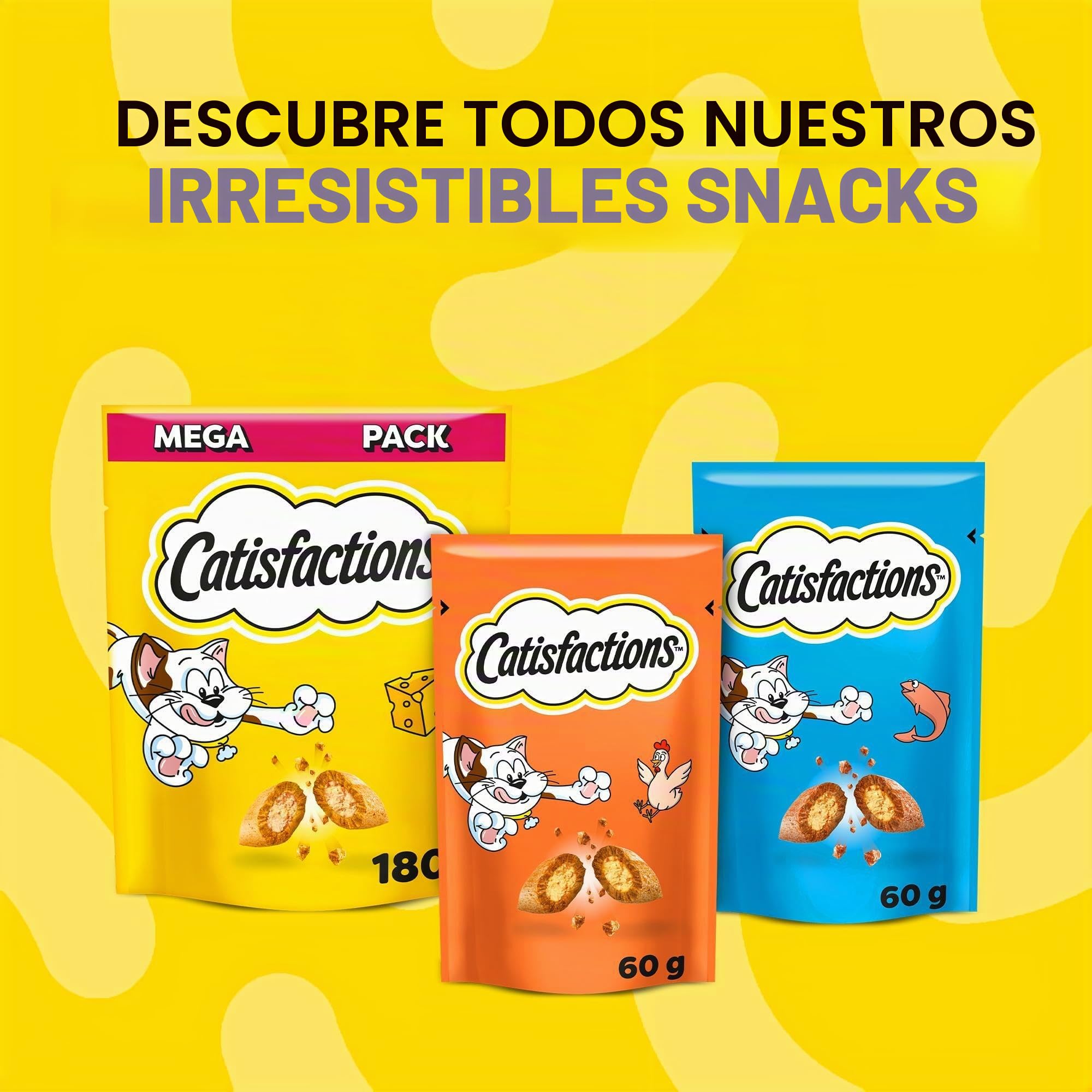 Catisfactions Snack para Gato, Formato de Reserva 700 g con Sabor a Pollo, 2 Tubos Maxi de 350 g Cada uno