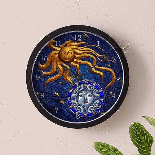 Miniatura 5 de CafePress Harvest Moons Sun & Moon - Reloj de pared de 10 pulgadas para sala de estar, cocina u oficina