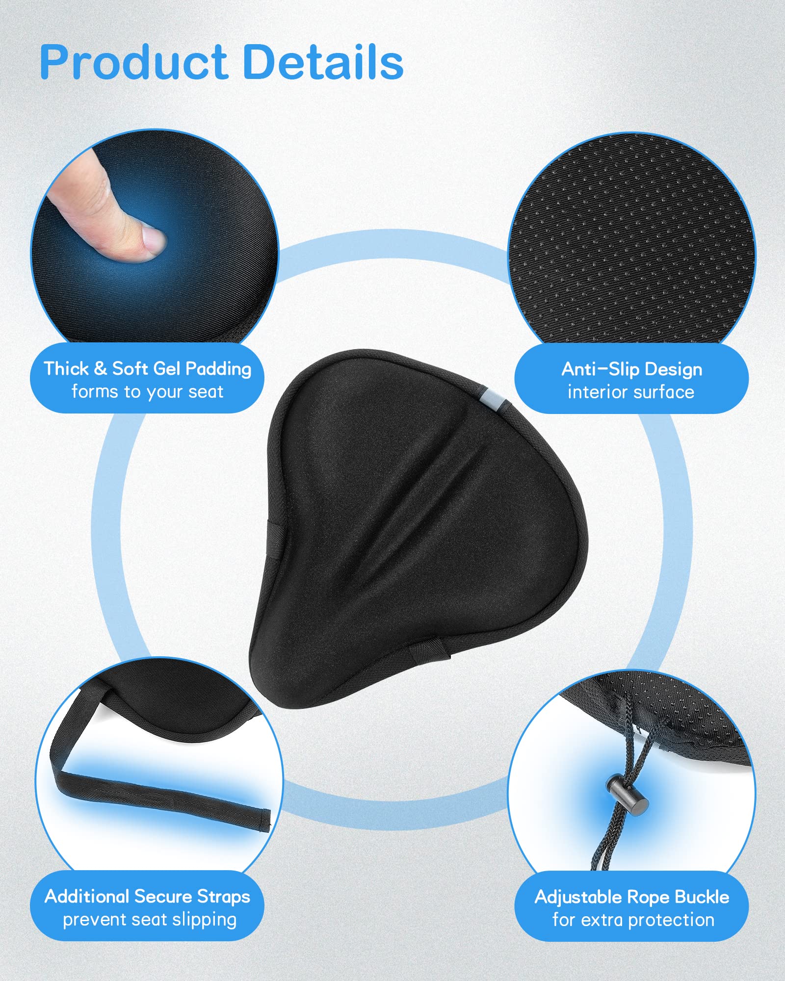 Bikeroo Coussin de siège de vélo – Siège de vélo confortable pour homme et femme – Coussin de