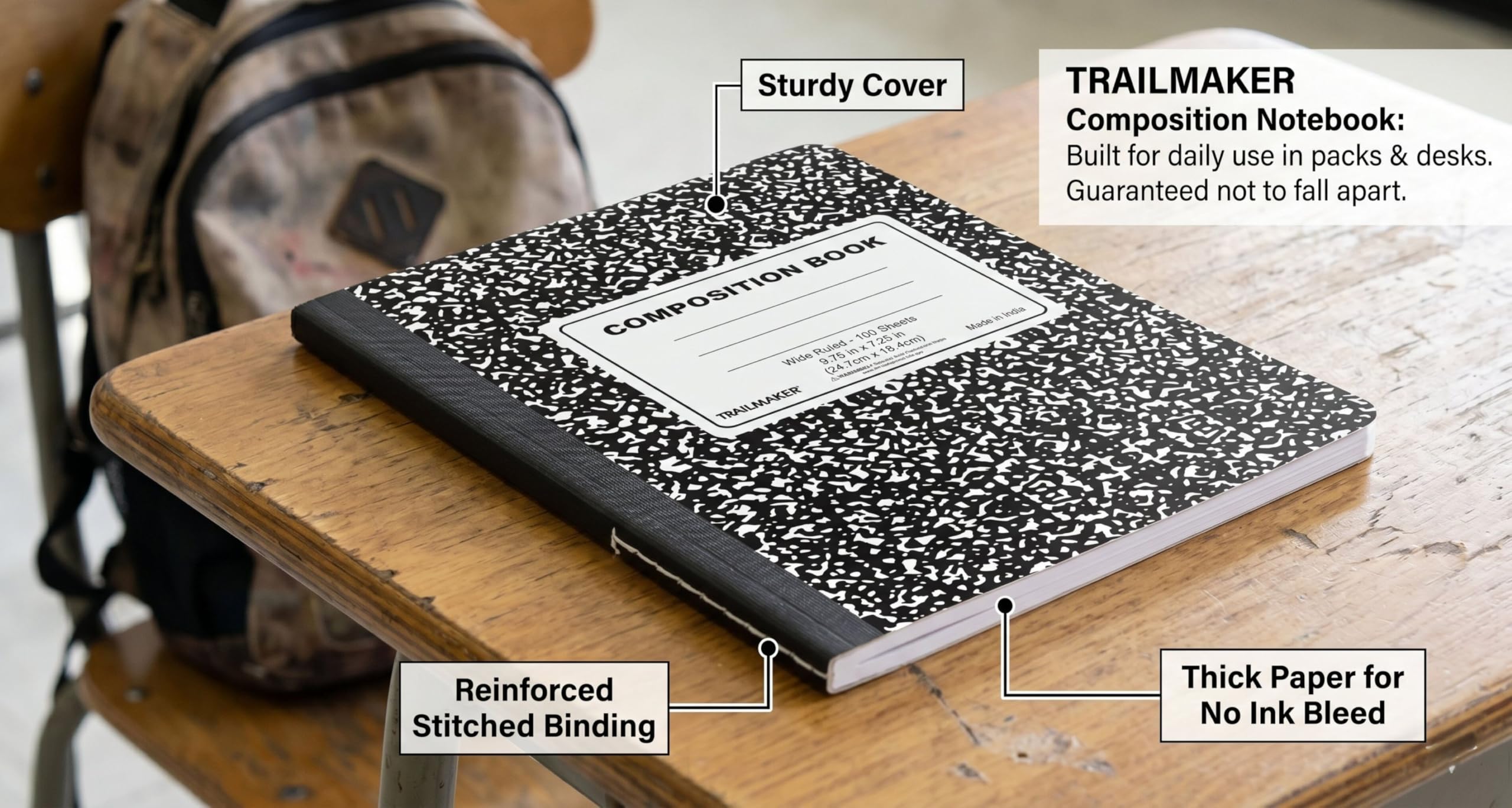 Trail maker Confezione da 50 quaderni a righe larghe con copertina rigida
