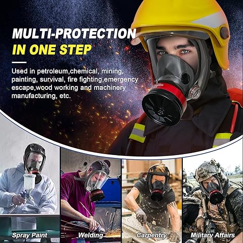 Miniatura 5 de WYAJU Reusable Full Face Gas Mask Survival Nuclear and Chemical Respirator Mask Against GasesDustOrganic VaporFume