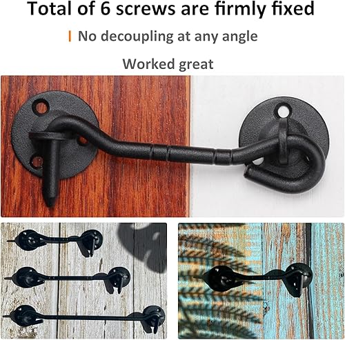 Miniatura 4 de OFNONOT Gancho de privacidad de 8 pulgadas y pestillo para puerta de granero, cerradura de puerta fácil, accesorios para ganchos de ventana,