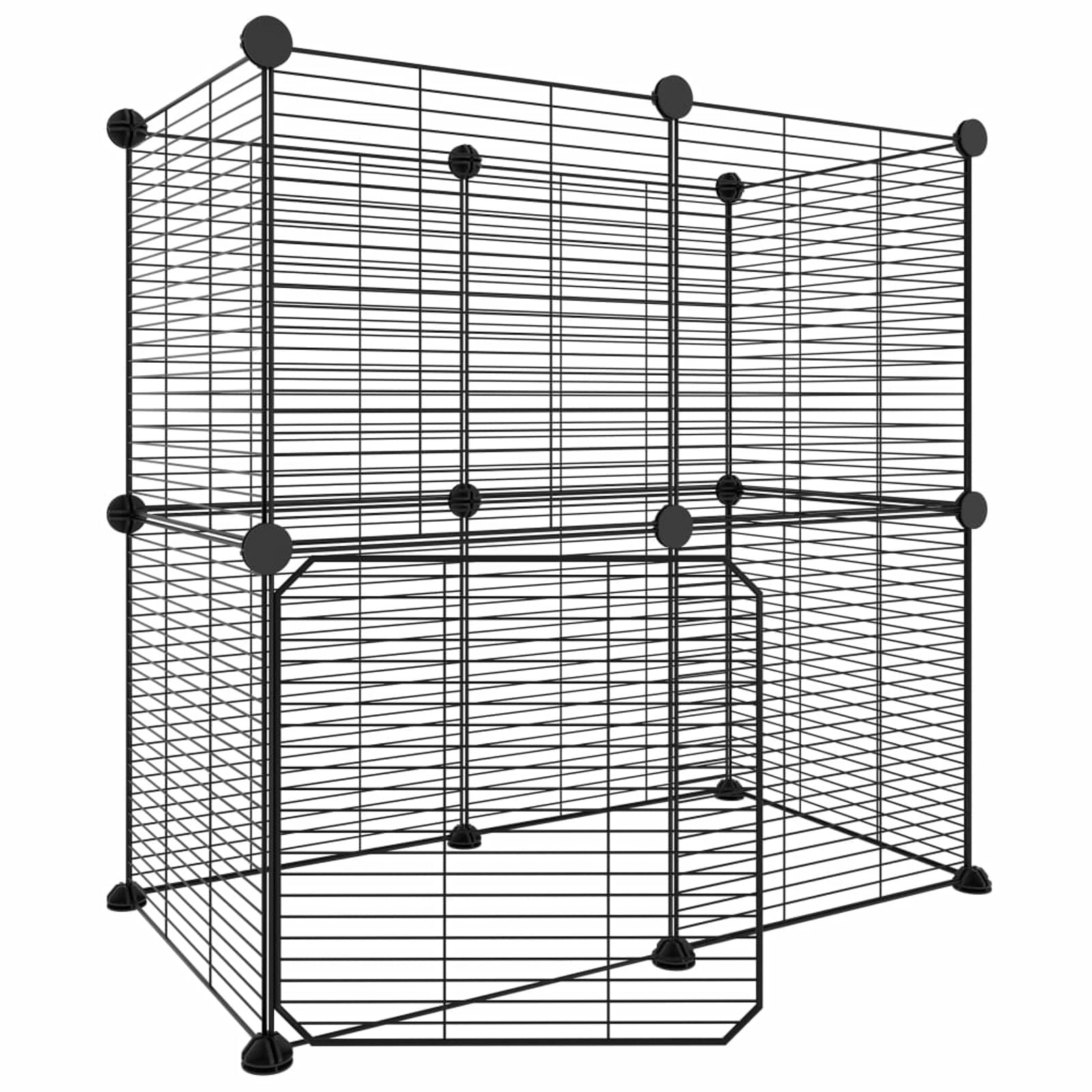Homgoday Klatka dla zwierząt 12 paneli z czarnymi drzwiami 35 x 35 cm stal, dekoracja klatki dla psa klatka dla psa wewnętrzna Kennel dla psów klatki dla psów ogrodzenie dla psów na zewnątrz model