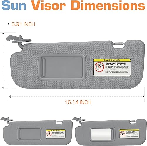 Miniatura 6 de Visera solar izquierda del lado del conductor sin luz para Hyundai Elantra 2011 2012 2013 2014 2015 Asamblea de visera, repuesto 852103X000TX, beige