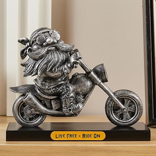 Miniatura 4 de MicDecor Decoración para el hogar Live Free Ride On Rock Motocicleta Poliresina Retro Genial Inspirador Motocicleta 7.5 pulgadas Figura Regalos del