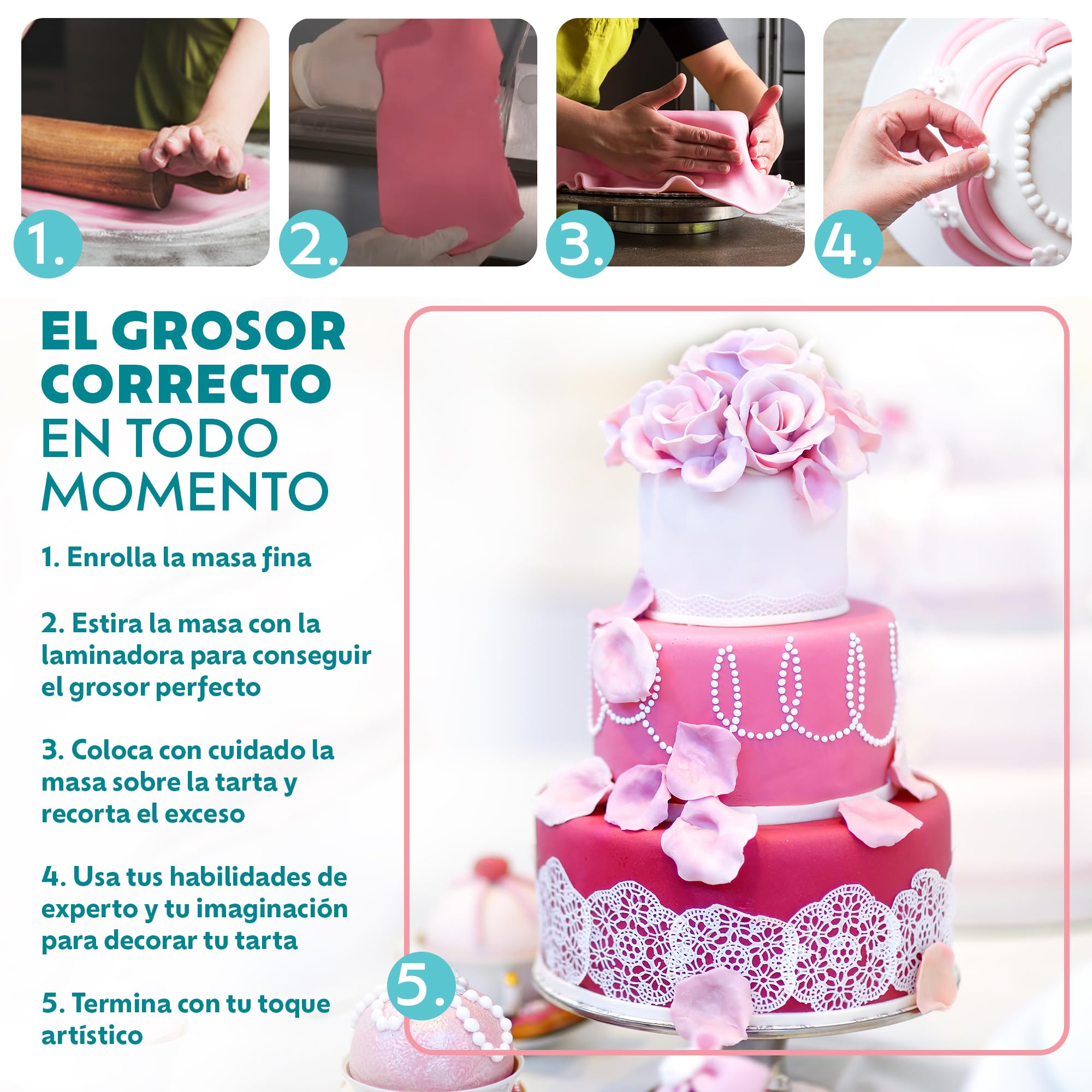 Pastaline Máquina Electrica Laminadora de Masa - Laminadora de Fondant Maxy Sfogly para Glaseado, Mazapán y Hojaldre | Máquina de Fondant de Fácil Instalación para Hogar o Pequeña Cocina Comercial