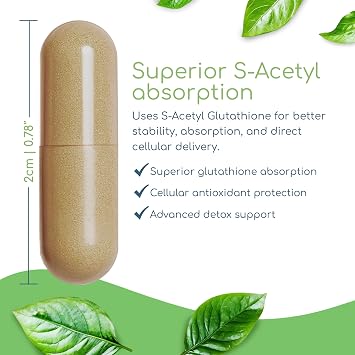 Glutathione Symmetry | S-Acetyl Glutathione Supplement | Antioxidants & Detoxification Supplement | Natural Cellular Support | All-Natural, Vegan, Non-GMO, 120 caps