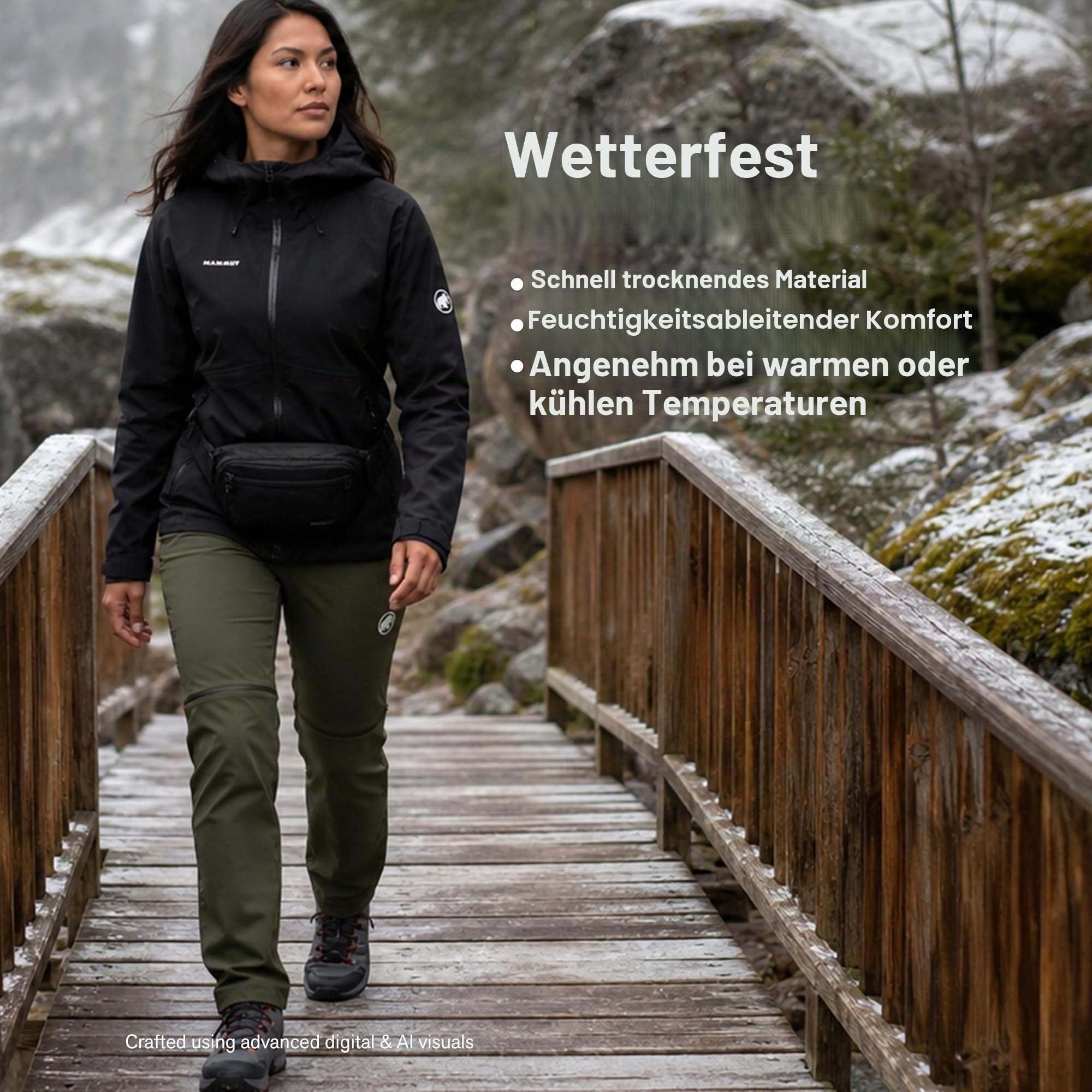 Mammut Women's Outdoor Zip Off Pants Women Hiking Trousers
